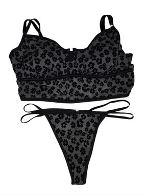 Victorias Secret Pink NWT! Flocked Bralette And Thong Set